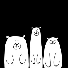 Funny white bears, sketch for your design