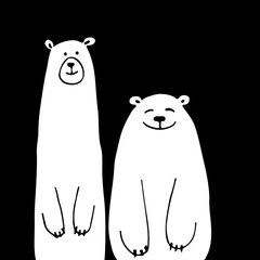 Funny white bears, sketch for your design