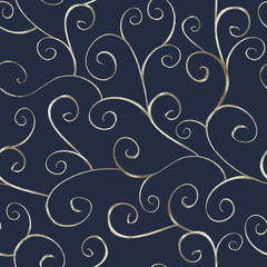 Silver oriental seamless pattern
