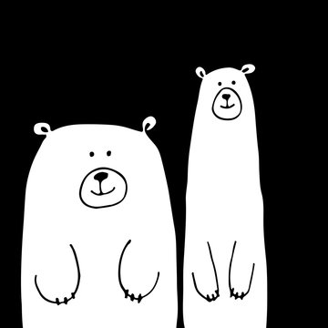 Funny white bears, sketch for your design