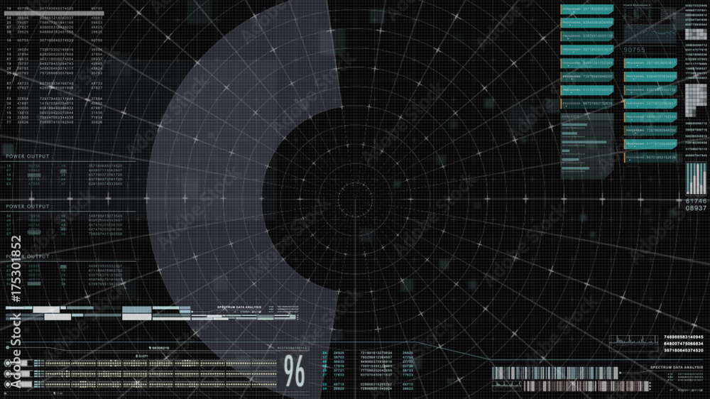 Leinwandbilder Hi-tech user interface head up display motion elements telemetry data display for background computer desktop screen display