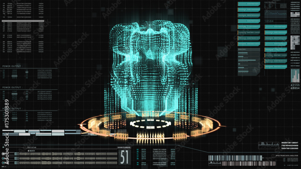 Poster Hi-tech user interface head up display motion elements holographic center core for background computer desktop screen display