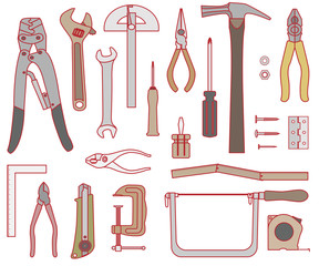 Illustration set of the tool