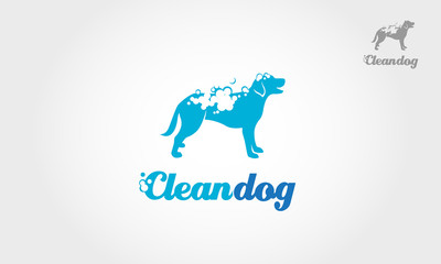 Clean Dog Vector Logo. It's a silhouette of the dog logo, with foam on the body, it's look like bathing. This image good for pet washing, pet care, and others that related with pet or dog services.