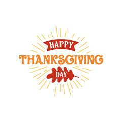 Happy Thanksgiving Day Event Typography Text Poster, Banner, Logo, Badge, Label, Sticker, Greeting Card