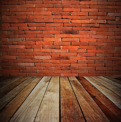 Old wood fool  interior design brick wall