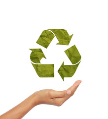 Paper recycling symbol on hand1