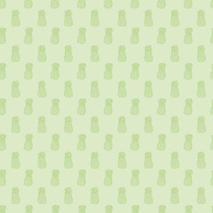 Vector Fresh Ripe Pineapple Seamless Pattern on Green. Tropical Fruit Background.