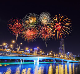 firework over Jubilee bridge, Singapore