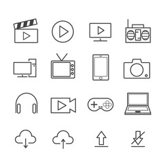Media Equipment icon set. concept equipment used for online media and production. editable stroke. vector illustration.