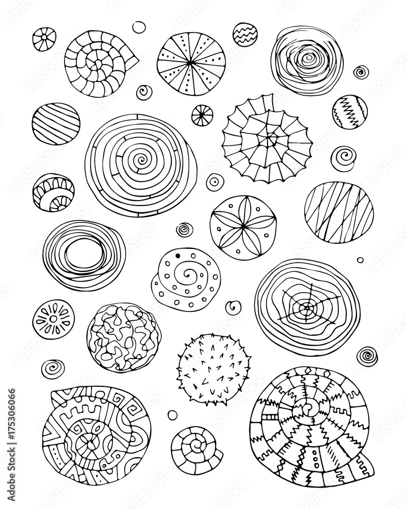 Poster abstract design elements, spirals and circles sketch