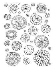 Abstract design elements, spirals and circles sketch