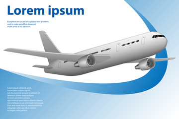 Tourism theme banner with airplane for travel agency. Template with airplane and copy space. Vector illustrations