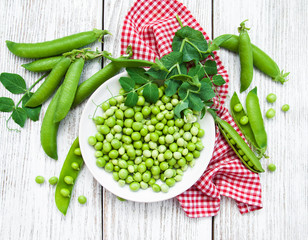 green peas on a table