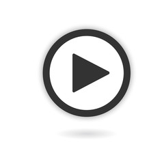 Play button with shadow on white background