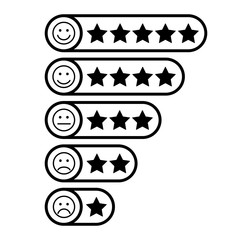 Star rate with emoticons. Feedback flat icon