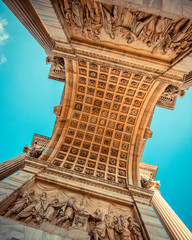 detail of Arco della Pace at  Sempione Park Milan Italy - neoclassical architecture