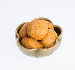 Peanut cookies or Chinese traditional peanut cookies on a background.
