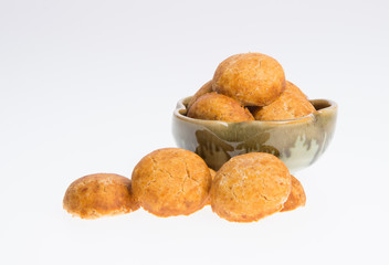 Peanut cookies or Chinese traditional peanut cookies on a background.