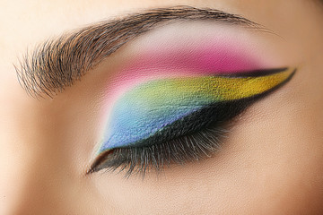 Colourful eye makeup, closeup