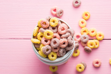 Colorful cereal rings.