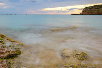 Cala Conta (Platges de Comte) at sunset, Ibiza, Spain