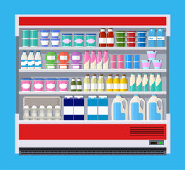 Showcase fridge for cooling dairy products.