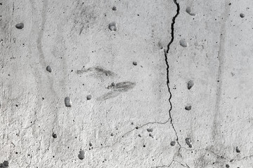 Cracks in gray concrete wall