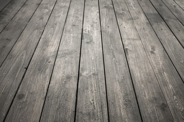 Dark gray wooden floor, background photo
