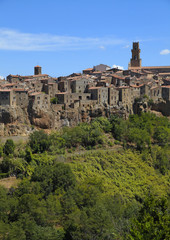 medieval village Pitigliano on tuff hill, Tuscany, Italy.