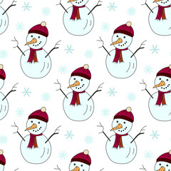 Seamless vector pattern with Christmas illustrations.