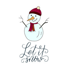 Vector Christmas card with hand lettering.