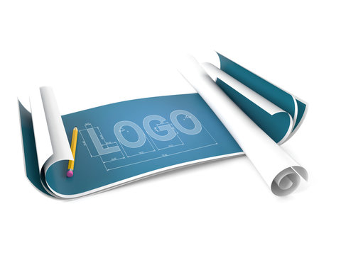 Blueprint with logo concept