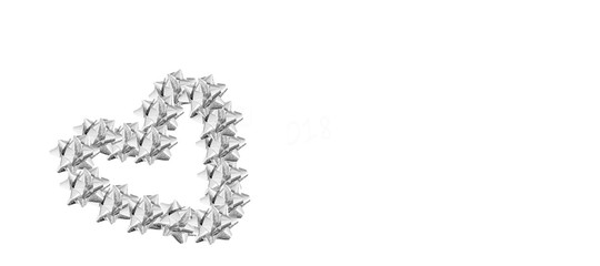 cœur argenté,de noël sur fond blanc