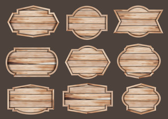Obraz premium Vector wood sign realistic illustration of wooden signboard
