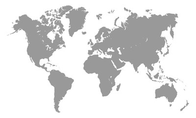 Grey world map template isolated on white background. Vector illustation