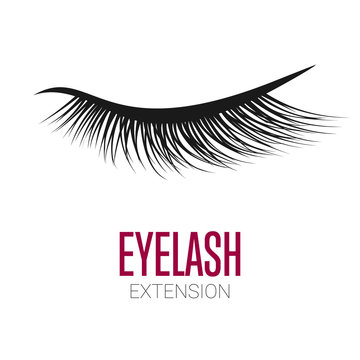 Black eyelashe extension logo on white background