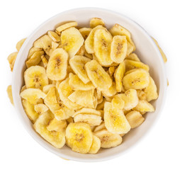 Dried Banana Chips isolated on white background