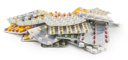 Drugs (detailed close-up shot) isolated on white