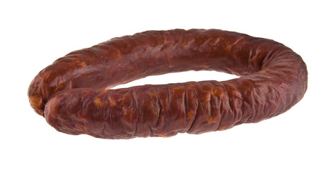 sausage isolated on white background closeup