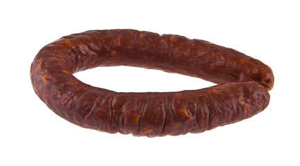sausage isolated on white background closeup