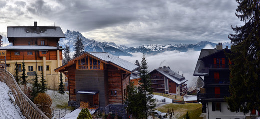 Obraz premium Winter Alpine landscape in the countryside