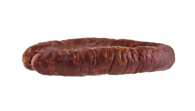 sausage isolated on white background closeup