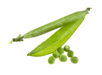 Green peas isolated on white background