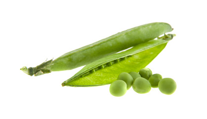 Green peas isolated on white background