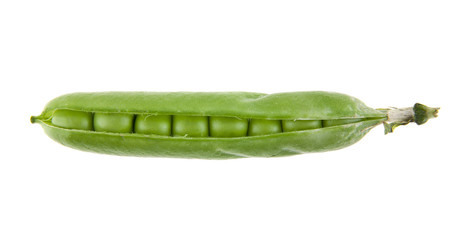 Green peas isolated on white background closeup