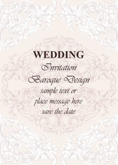 Wedding Luxury invitation card Vector. Royal victorian pattern ornament. Rich rococo backgrounds