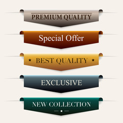 Collection of  premium promo seals/stickers. Isolated vector illustration.