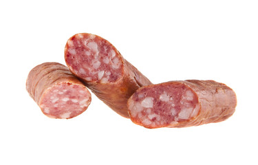 Sausage with lard isolated on white background