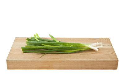 green onion isolated on white background closeup